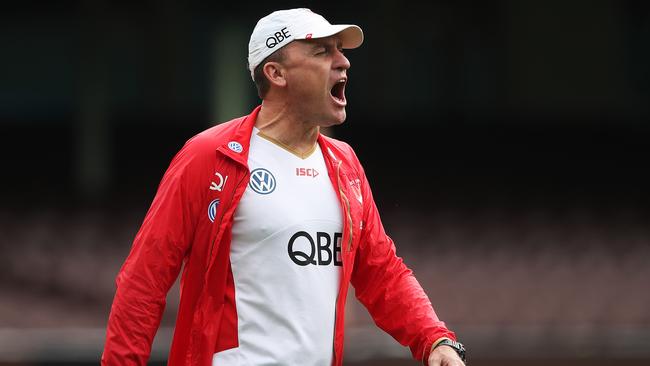 Sydney coach John Longmire barks out the instructions. Picture: Phil Hillyard