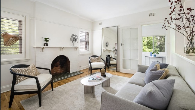 Inside the living room of the home.