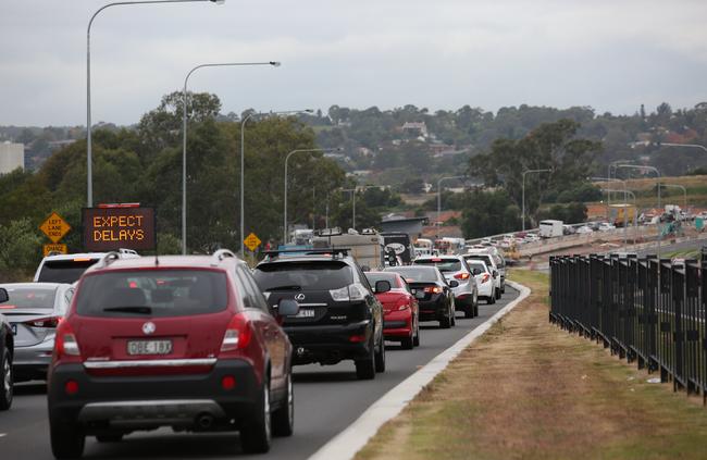 The usual bumper-to-bumper traffic on Narellan Road.