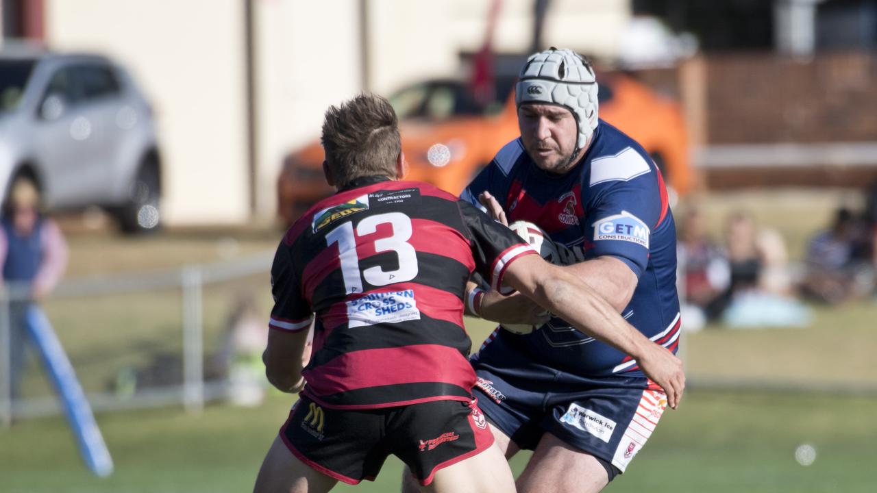 Jason Sharpe, Valleys and Darren Pettiford, Warwick. TRL grand final, Valleys vs Warwick Cowboys. Sunday, 8th Sep, 2019.