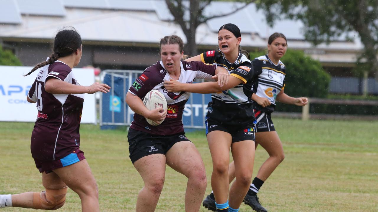 pre-season trial game between the Burleigh Bears and Tweed Seagulls at Piggabeen Oval. under-19s girls Burleigh Player No16 Natalee Rixon Tweed Player No Pic Mike Batterham