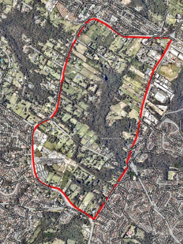 The South Dural development proposal area from above.