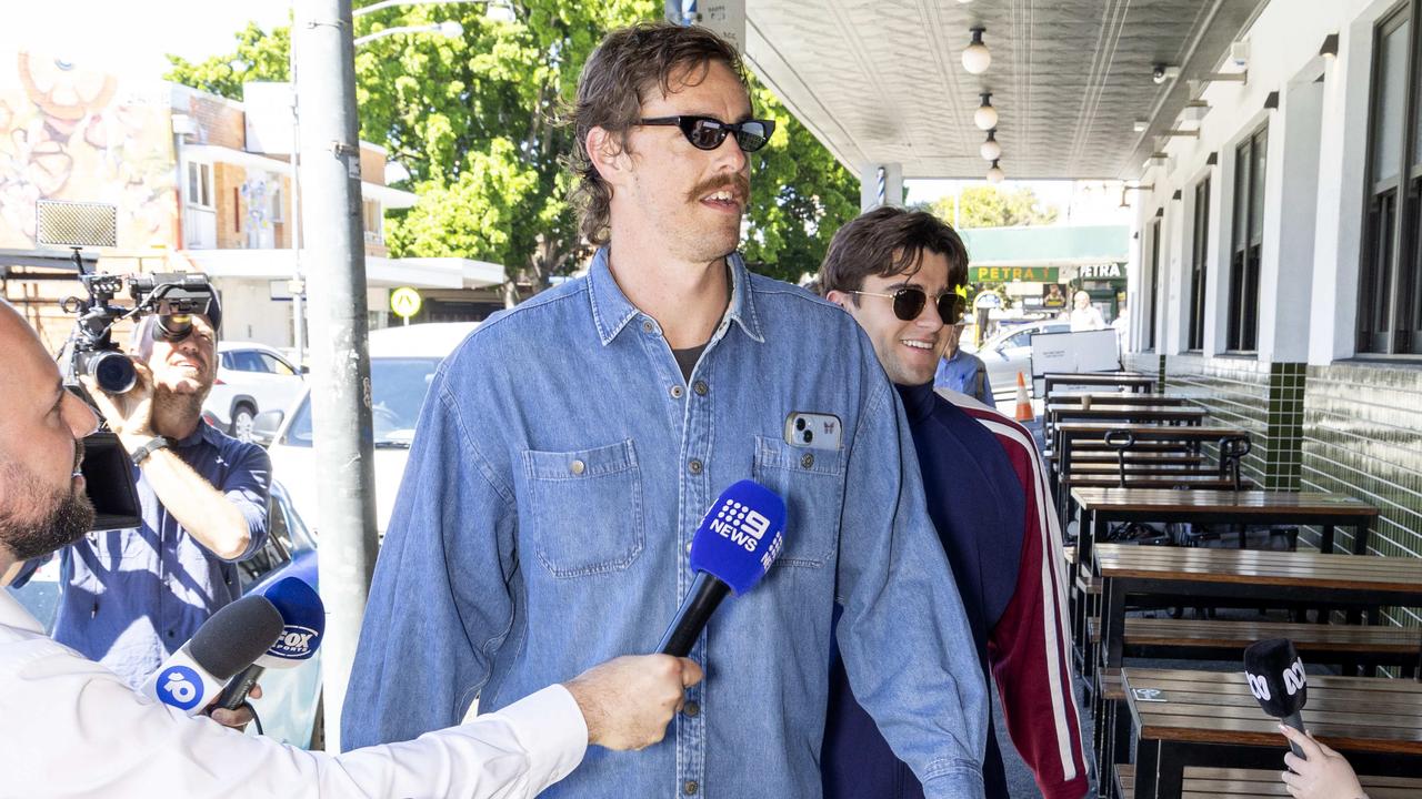 Joey Daniher in the double denim … and a skirt! (Photo by Richard Walker)