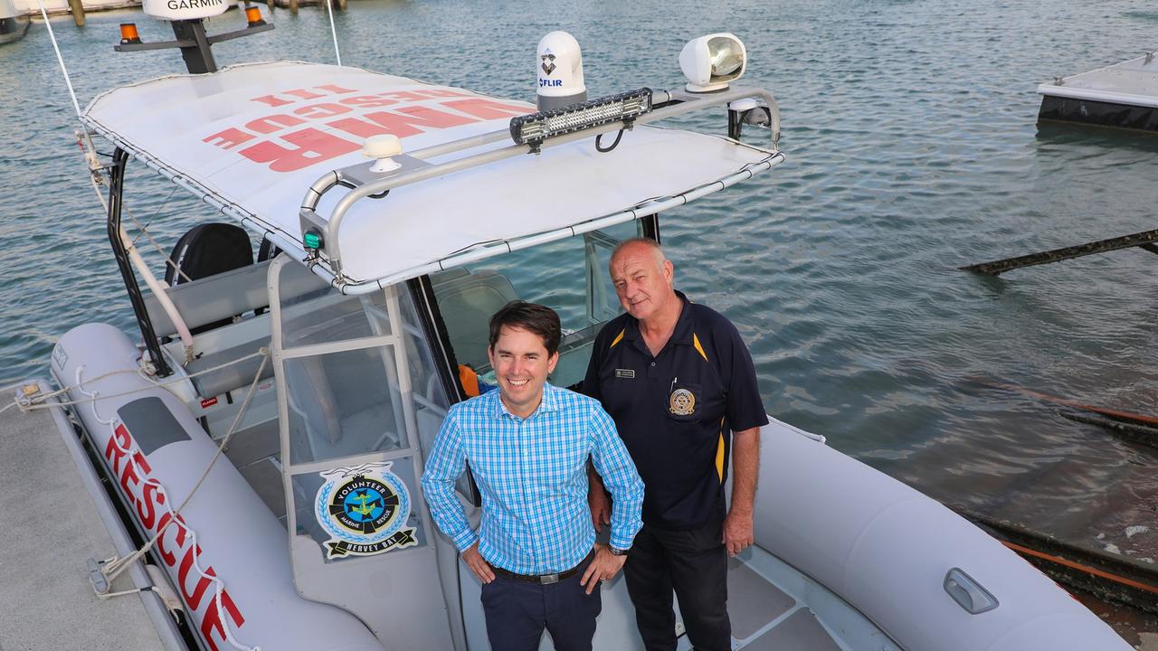 Fraser Coast Mayor George Seymour and previous Council grant recipient Volunteer Marine Rescue Commodore John Smith urge eligible groups to apply for grants under the new 'Rapid Response' program.