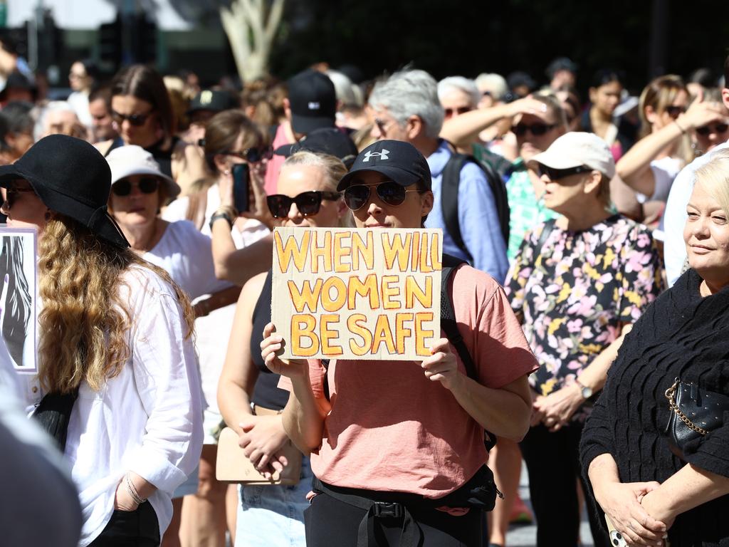 The crowd at King George Square. Picture: David Clark