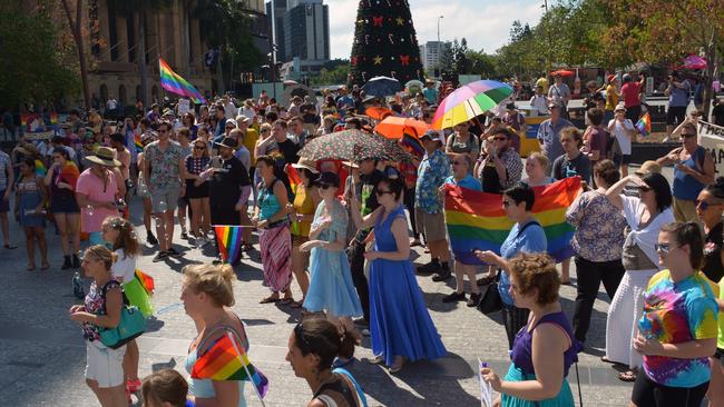 Hundreds rally in Brisbane in memory of Queensland teenager Tyrone Unsworth. Picture: AAP Image/Ed Jackson
