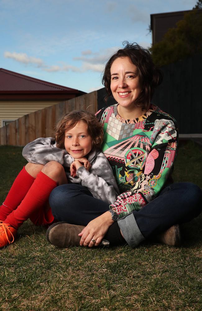 Thirza White with son Arlo Clark 8 who has experienced speech development issues due to hearing loss at a young age. Picture: Nikki Davis-Jones