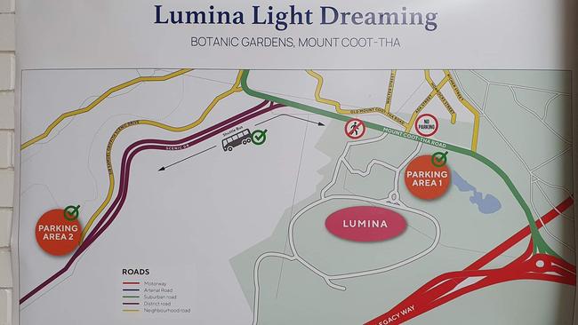 Mud map of the proposed Lumina nightwalk route and parking areas.