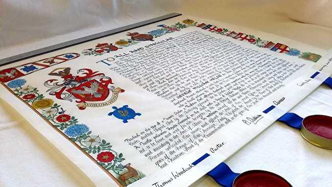 Armorial Ensigns Granted by H.M. to George W. Helon Esquire of Toowoomba.