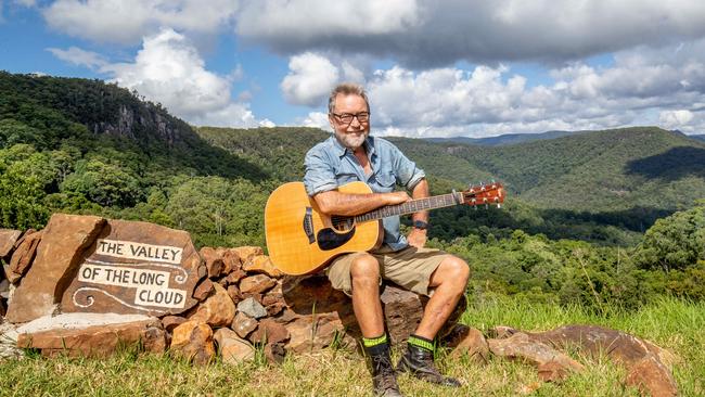 Singer song writer John Williamson at his Springbrook property. Picture: Luke Marsden