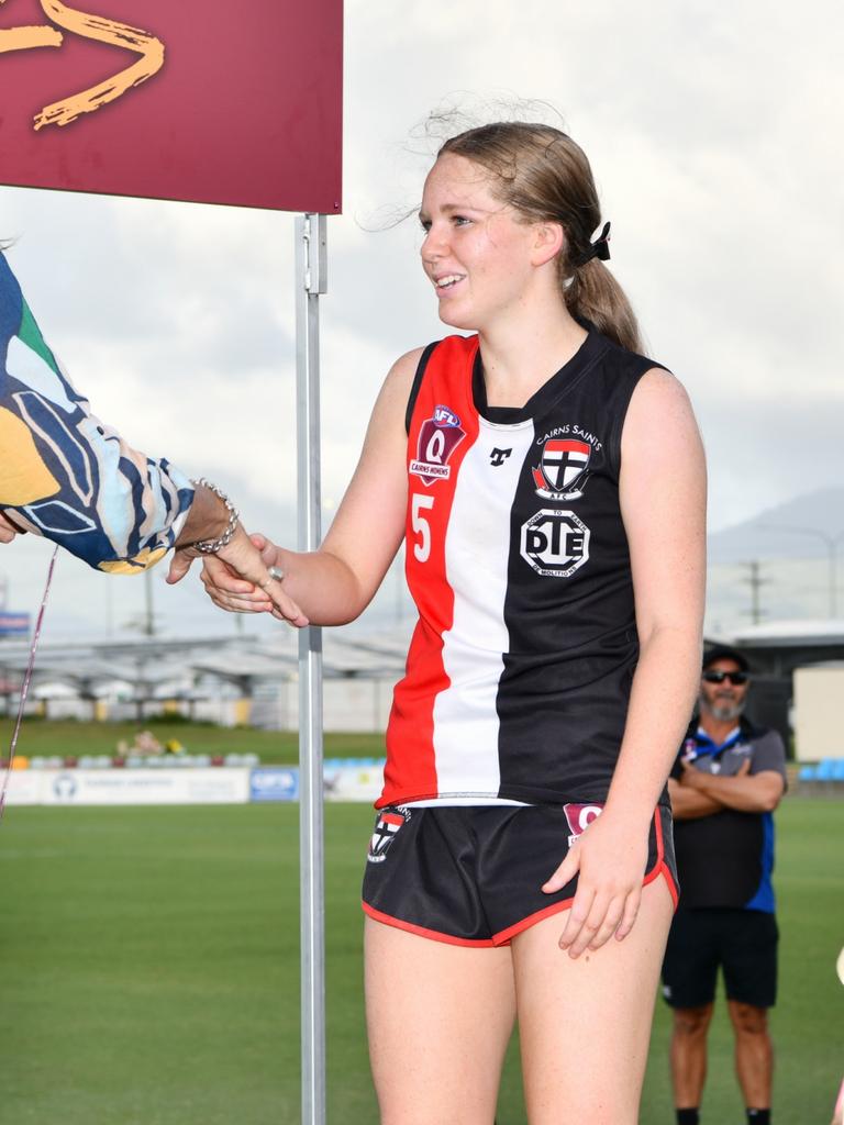 Alyssa Gall of the Cairns Saints won the best on ground for the Cairns AFLW grand final. Picture: Supplied