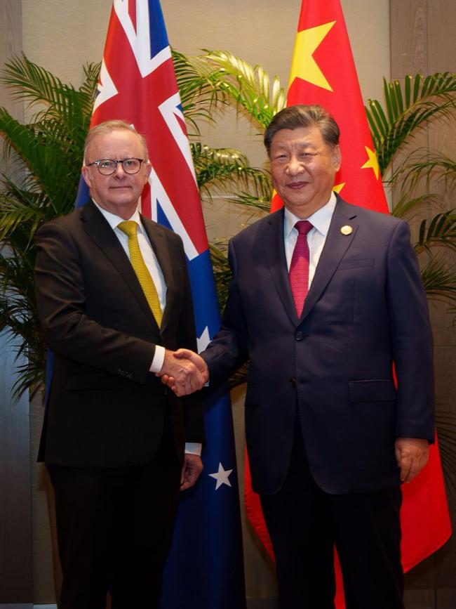 Anthony Albanese and Chinese President Xi Jinping in Brazil on November 18, 2024. The PM cites the restoration of relations with China as a keystone foreign policy achievement. Picture: PMO