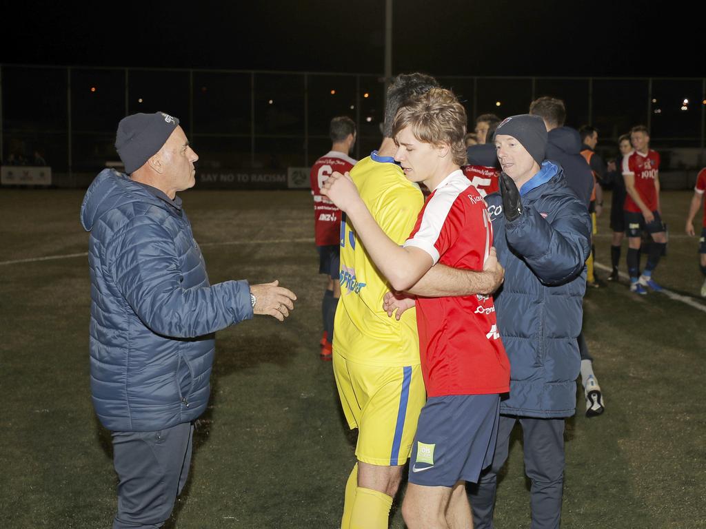 Lokoseljac Cup Final at KGV. Devonport Strikers versus South Hobart. South Hobart's Bradley Lakoseljac celebrates his side taking out the competition. Picture: PATRICK GEE