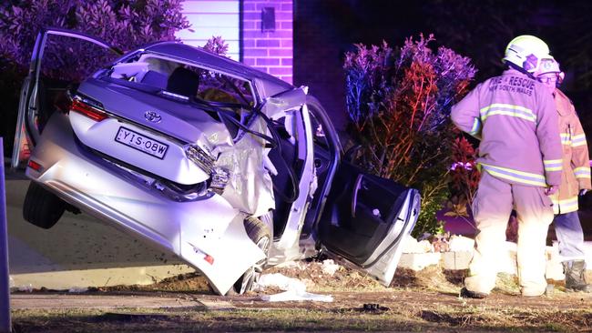 Police allege Attard then crashed the car into a brick wall at a unit block in Brighton Le Sands. Picture: Christian Gilles