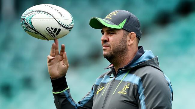 Michael Cheika during the Wallabies training session at Allianz Stadium , Moore Park . Picture : Gregg Porteous