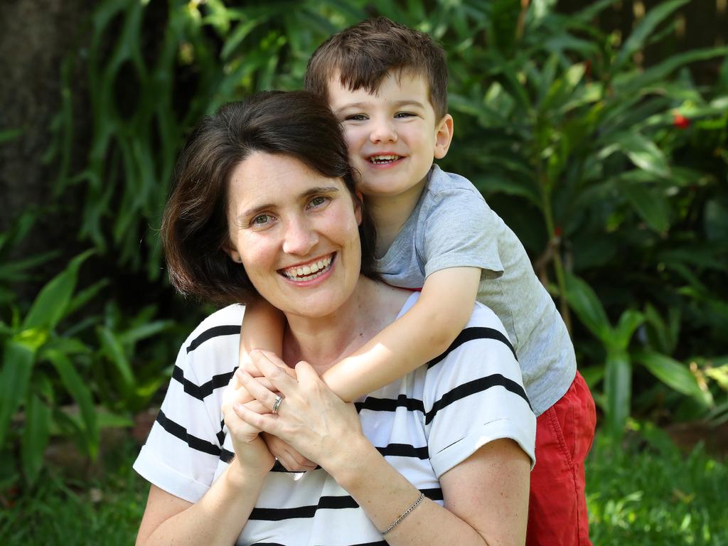 Nicole Harvey, 39, her son James, 3. Picture: Liam Kidston