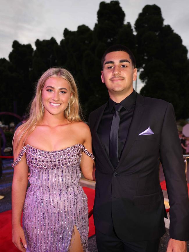 Sarah Elliott and Ethan Johal at the Emmanuel College class of 2025 formal at HOTA for Gold Coast at Large. Picture, Portia Large.