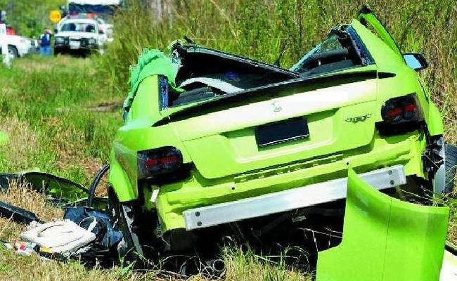 The scene of the crash on the Bruce Highway, near Carmila, on Labour Day, in which Tony and Vicki Wilson were badly injured. Picture: Tony Martin