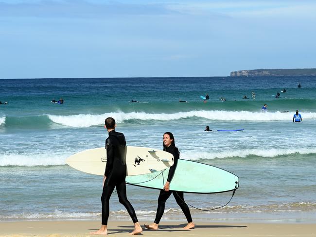 Swimmers at Bondi Beach, which uses shark nets. Picture: Jeremy Piper