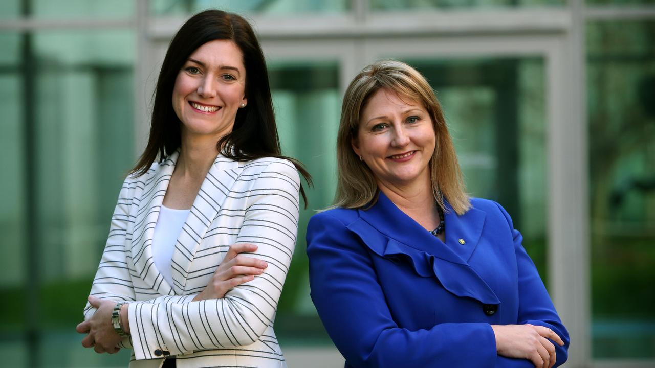 The-then newly elected South Australian federal MPs Nicolle Flint (Liberal, Boothby) and Rebekha Sharkie (then Nick Xenophon Team, Mayo) at Parliament House in Canberra in August, 2016. Picture Kym Smith