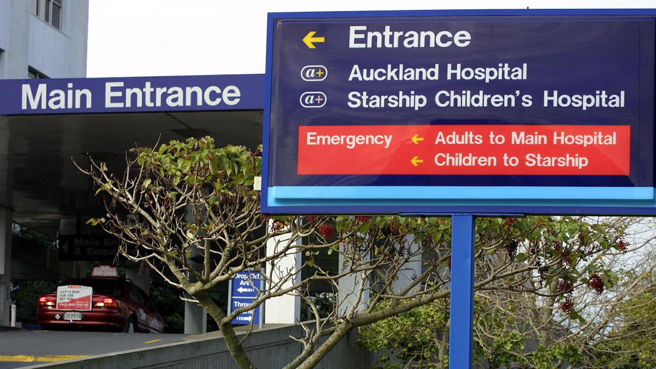 Main entrance to the Auckland Hospital and directions to the Starship Childrens Hospital. (Photo by Michael Bradley/Getty Images)