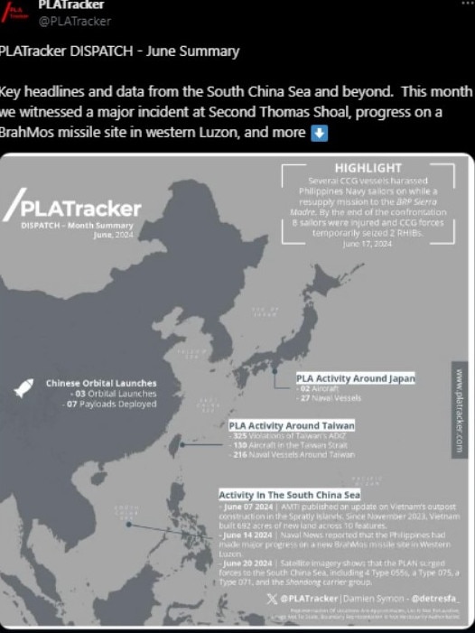 China puts on a display of might. Picture: PLA Tracker/X