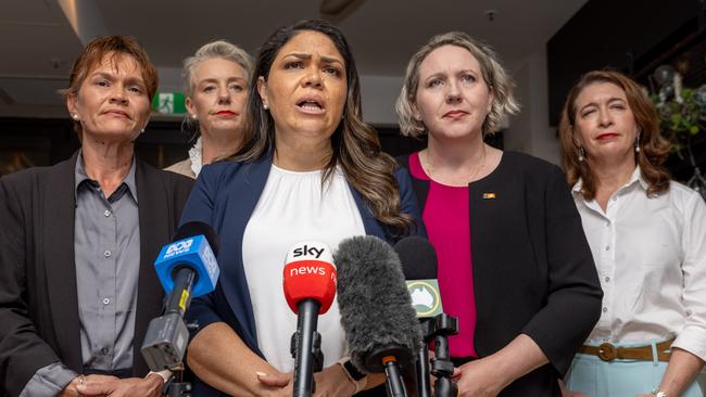 Senator Jacinta Nampijinpa Price at a press conference in Darwin. Picture: Pema Tamang Pakhrin