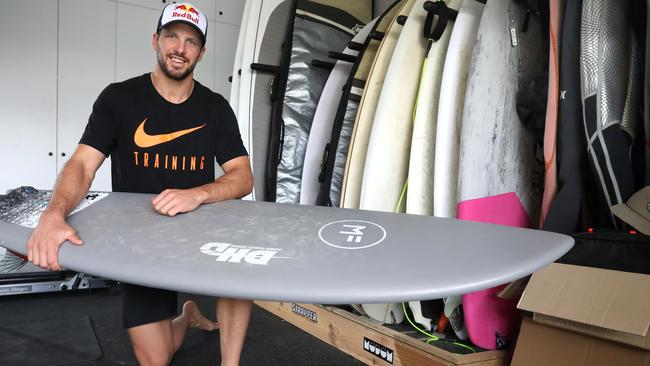 A keen surfer, Boak has been paddling in his pool at home. Picture: Dean Martin