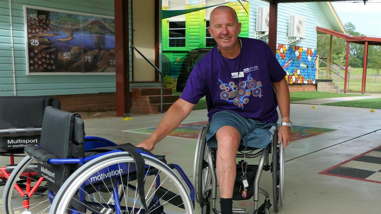 Paralympian David Johnson is teaching wheelchair sports to kids at local schools.