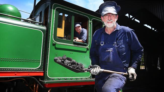 Volunteer Firemen David Boutchard shovels coal. Picture: Rebecca Michael