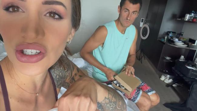 Inside Bernard Tomic’and Vanessa Sierra’s hotel quarantine room. Picture: Supplied