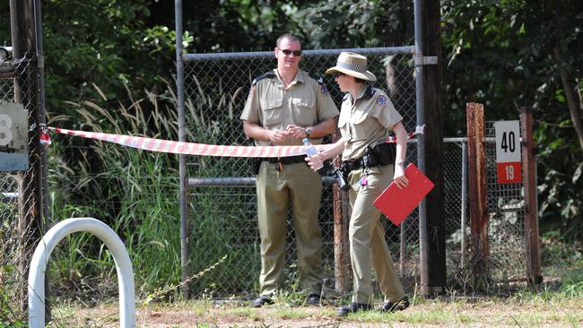 Police at the Howard Springs crime scene where Matej Vanko murdered Donald Stevens.