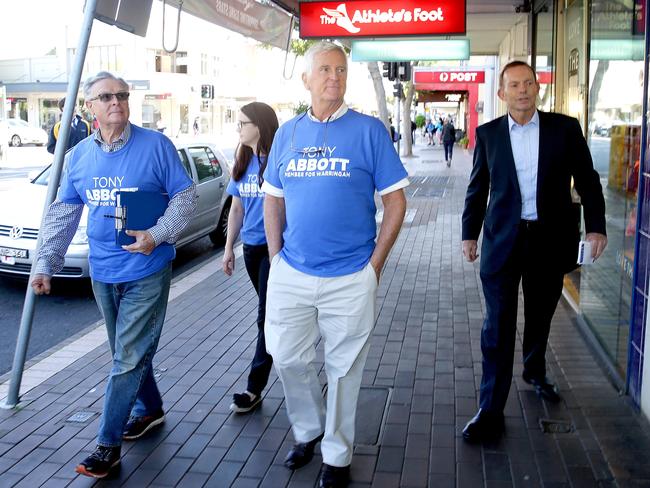 Tony Abbott with supporters in Military Rd, Mosman. Picture: Annika Enderborg