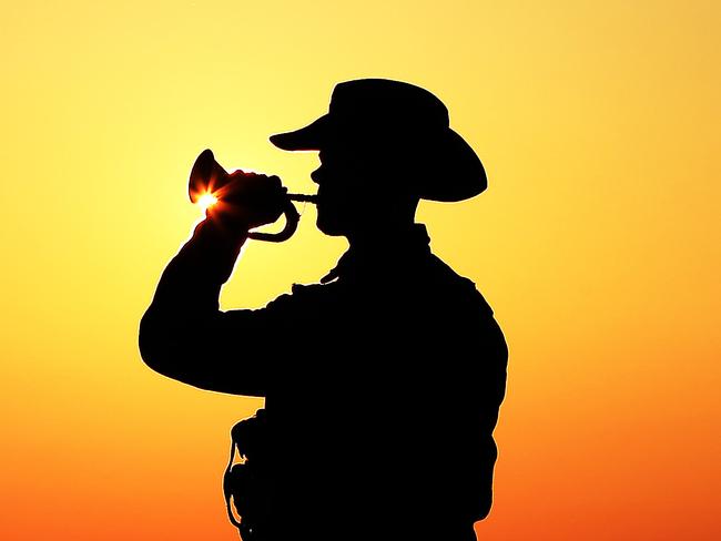 END OF YEAR 2015ANZAC Centenary week, day 3. News Corp journalist Andrew Carswell  pictured as a generic silhouette of WW1 bugler. Picture: Sam Ruttyn