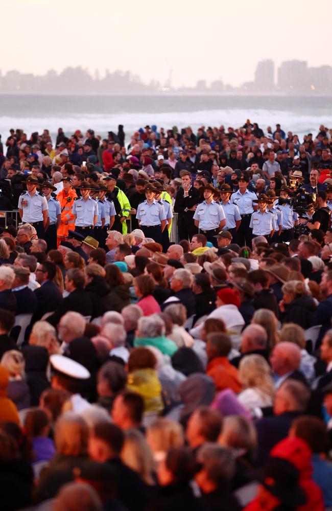 Crowds take part in the ANZAC Dawn Service on April 25 in Currumbin, Australia. Photo by Chris Hyde/Getty Images