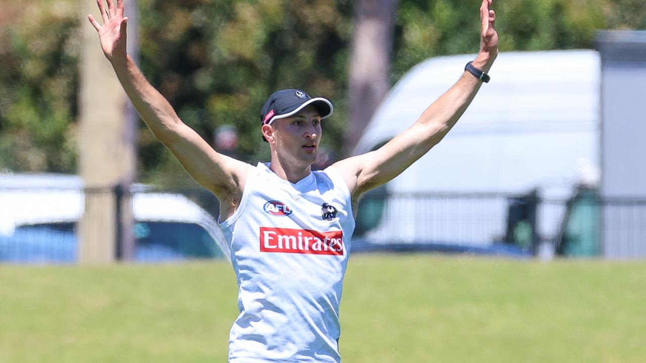 Sam Sofronidis at training with Collingwood. Picture: Brendan Beckett