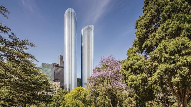 An artist’s impression of a twin-towers development on Melbourne’s CBD fringe.