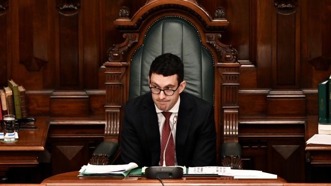 Independent MP Dan Cregan in his new role as Speaker during question time. Picture Naomi Jellicoe/Newswire