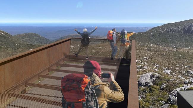 Artist's impression of Tasmania's "next iconic walk" in the Tyndall Range on the state's West Coast. Picture: Supplied