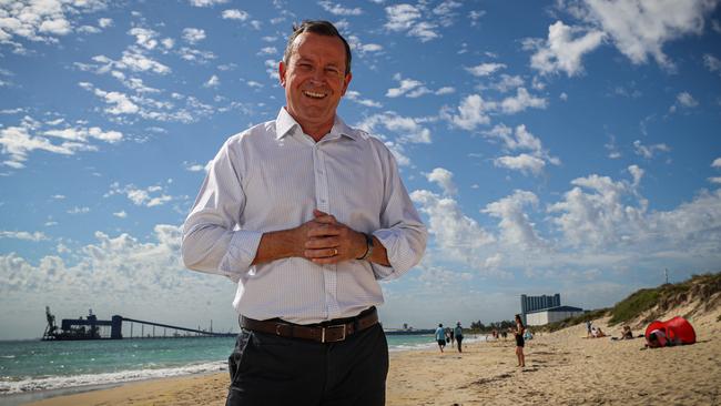 WA Premier Mark McGowan at Rockingham Beach on Sunday. Picture: Colin Murty