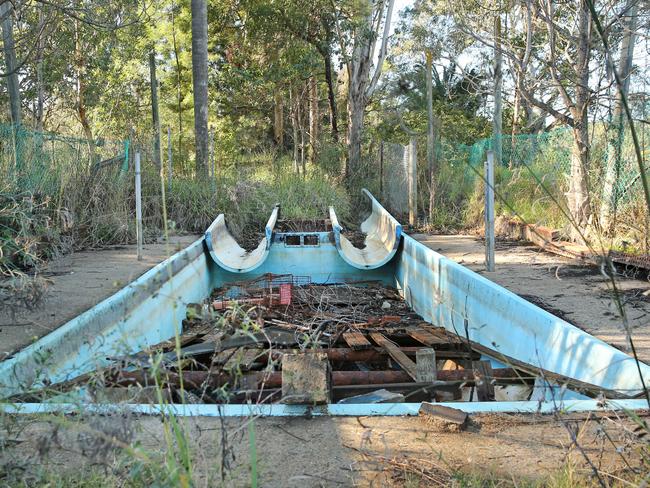 Nowadays the water slides remain dry and filled with debris. Picture: Richard Dobson