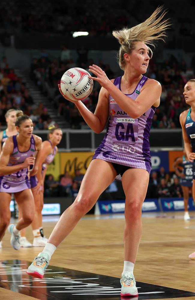 Mia Stower of the Firebirds. Picture: Graham Denholm/Getty Images