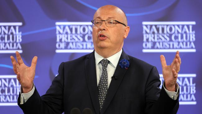 The French ambassador to Australia Jean-Pierre Thebault delivers his address to the National Press Club. Picture: Gary Ramage