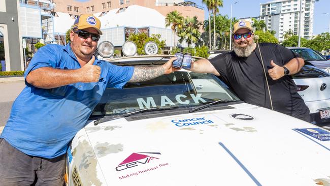 From Mackay and Gympie, Ben Jones and Dean McClintock travelled 3342kms in a 1996 Falcon Longreach ute which they paid $1200 for. This is their second rally and have raised $45,000 collectively over the two. Picture: Floss Adams.