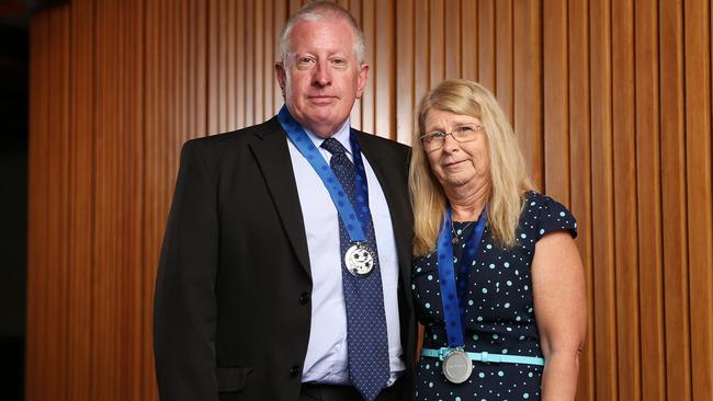 DAILY TELEGRAPH - Pictured at the Pride of Australia Awards at the Sydney Opera House today is Mark and Faye Leveson who were awarded medals for their extraordinary efforts and detective work assisting police in pursuing justice for their murdered son Matthew. Picture: Tim Hunter.