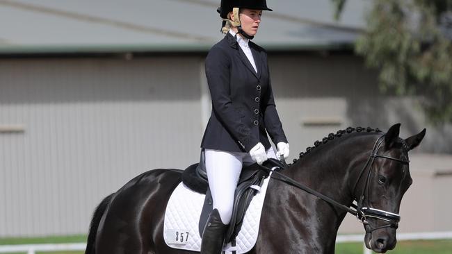 New skills: Gemma Nalder riding Revelwood Fantasy won in the preliminary section at the Spring Twilight Dressage Series. Picture: Derek o'Leary