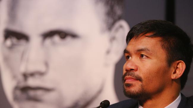 WBO welterweight champion Manny Pacquiao at the Brisbane press conference this week to promote his bout against Jeff Horn.