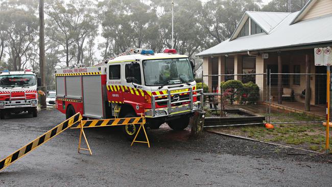 Emergency services vehicles gathered at Mount Wilson RFS headquarters n. Picture: Adam Yip