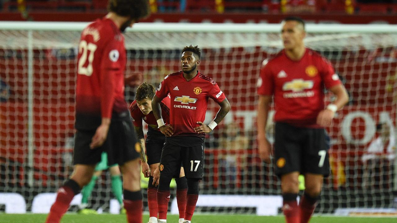 Manchester United's Brazilian midfielder Fred casts a dejected figure after the loss to Spurs.