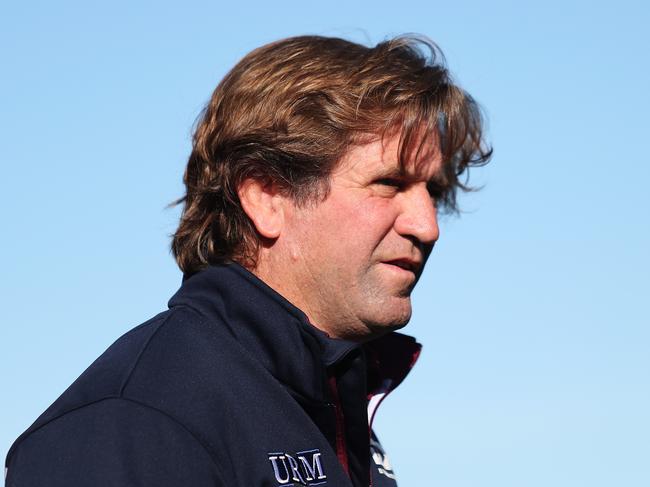 Manly coach Des Hasler before the round 8 NRL match between Manly and Newcastle at Lottoland, Brookvale. Picture: Brett Costello